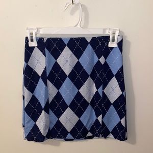 H&M Blue Argyle Mini Skirt